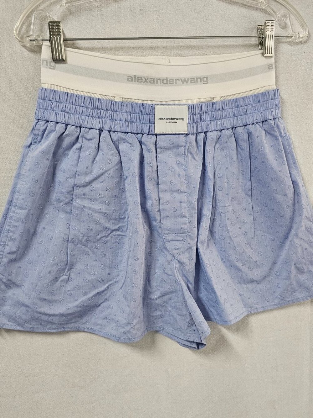 Alexander Wang Women's Logo Boxer Shorts Sized M Blue